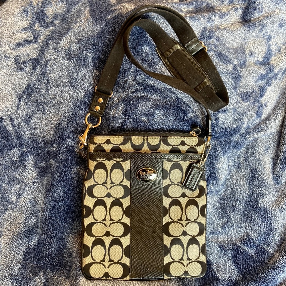 Coach brand, Black and Tan cross body bag